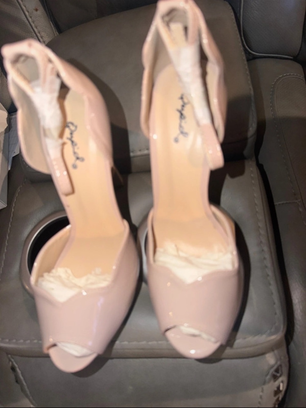 Qupid Blush Pink Patent Open-Toe Ankle Strap Heels